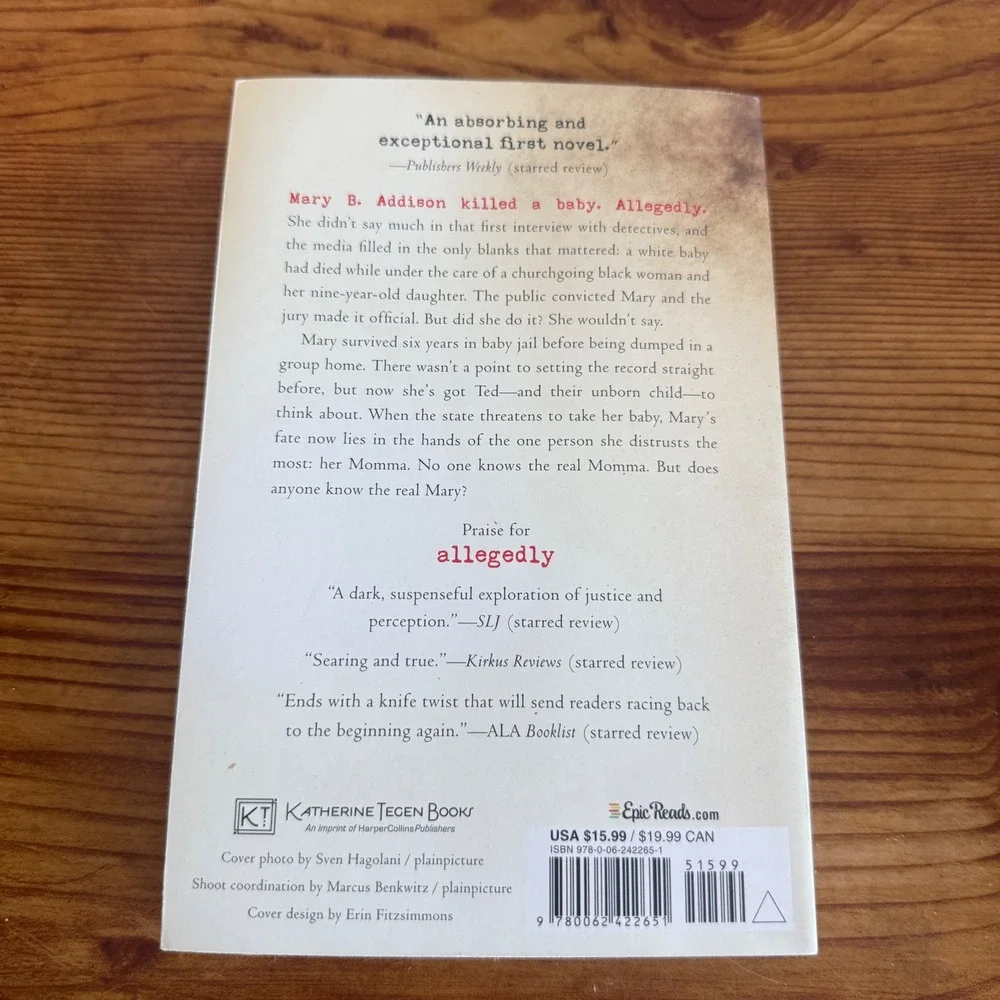 Allegedly A Novel By Tiffany D Jackson Young Adult Fiction Book